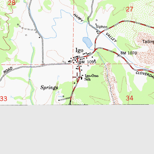 Topographic Map of Igo - Ono Elementary School, CA