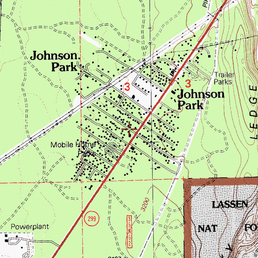 Topographic Map of Johnson Park, CA