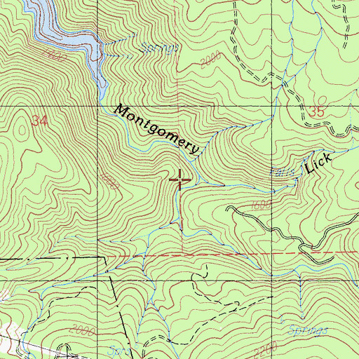 Topographic Map of Lick Creek, CA