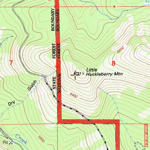 Topographic Map of Little Huckleberry Mountain, CA