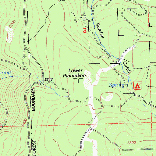 Topographic Map of Lower Plantation, CA