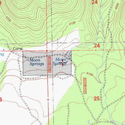Topographic Map of Moon Springs, CA