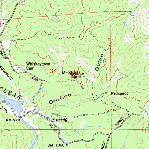 Topographic Map of Mount Shasta Mine, CA
