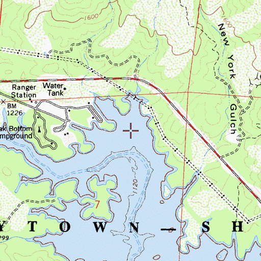 Topographic Map of Oak Bottom (historical), CA