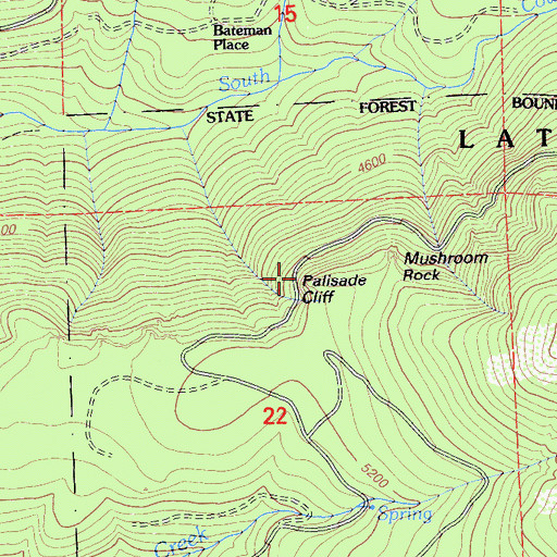 Topographic Map of Palisade Cliff, CA