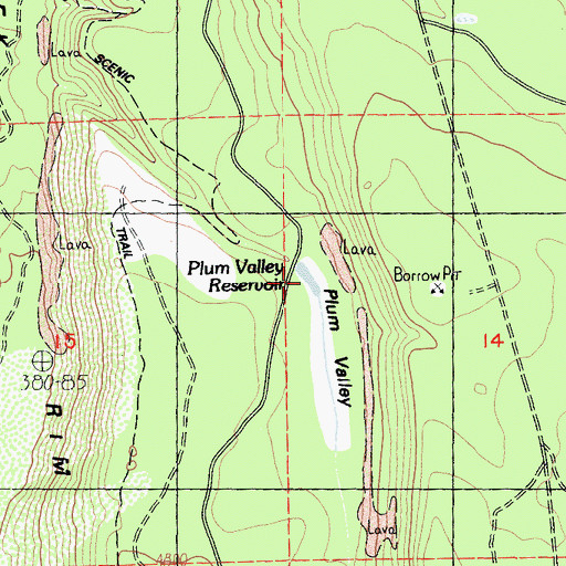 Topographic Map of Plum Valley Reservoir, CA