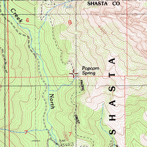 Topographic Map of Popcorn Spring, CA