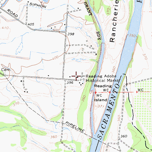 Topographic Map of Reading Adobe, CA