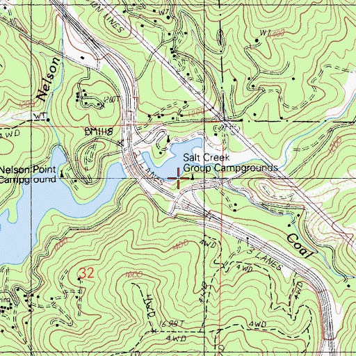 Topographic Map of Salt Creek Group Campgrounds, CA