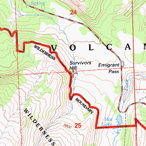 Topographic Map of Survivors Hill, CA