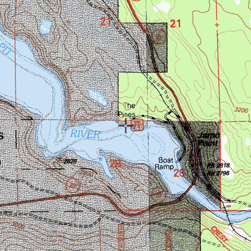Topographic Map of The Pines Picnic Area, CA