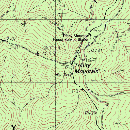 Topographic Map of Trinity Mountain, CA