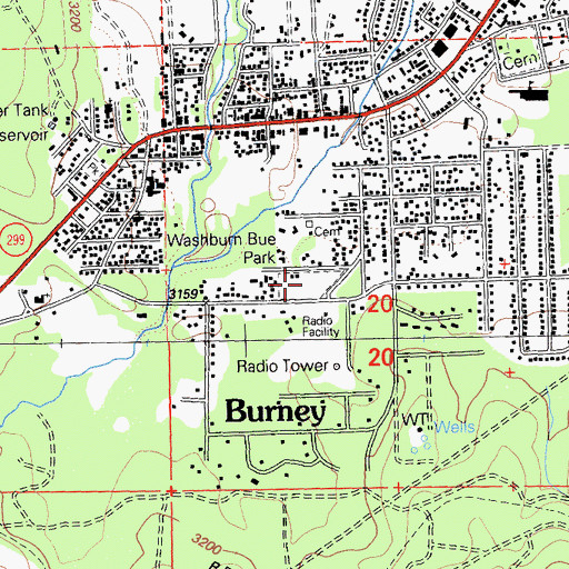 Topographic Map of Washburn Bue Park, CA