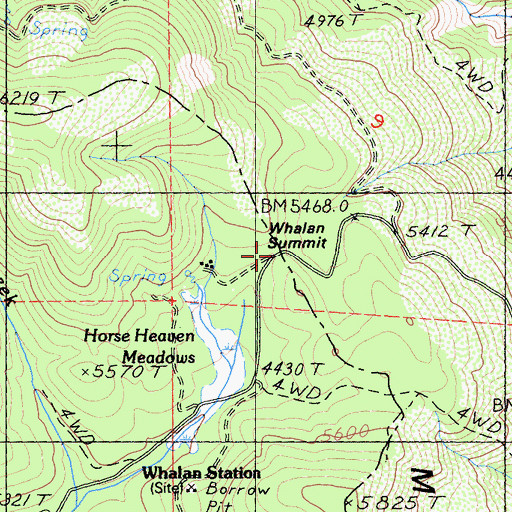 Topographic Map of Whalan Summit, CA
