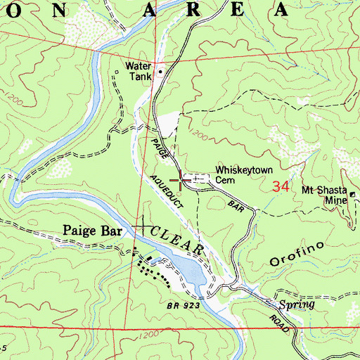 Topographic Map of Whiskeytown Cemetery, CA