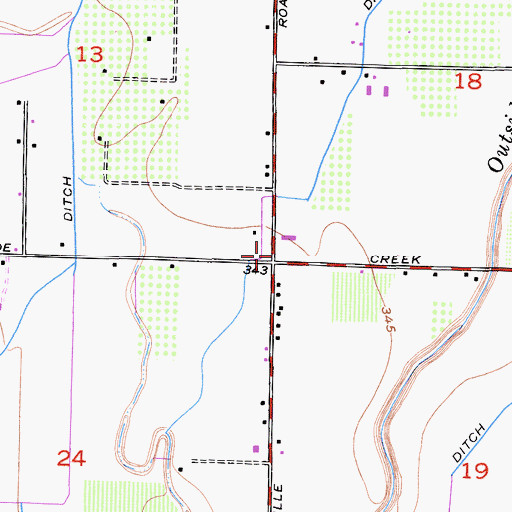 Topographic Map of Outside Creek School (historical), CA