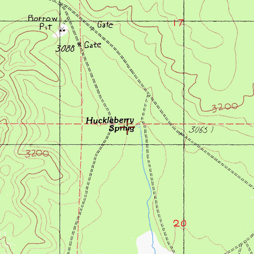 Topographic Map of Huckleberry Spring, CA
