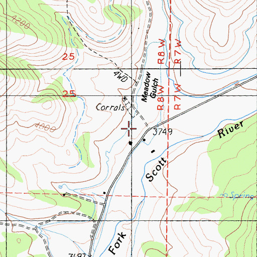 Topographic Map of Parker Ranch, CA