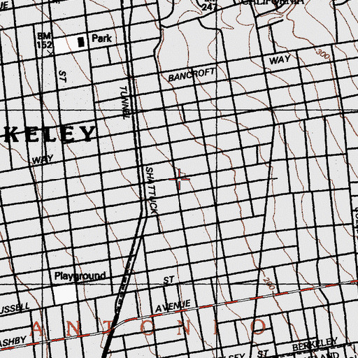 Topographic Map of Berkeley Seventh Day Adventist Church, CA