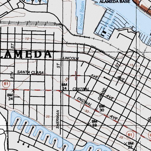 Topographic Map of First Baptist Church, CA