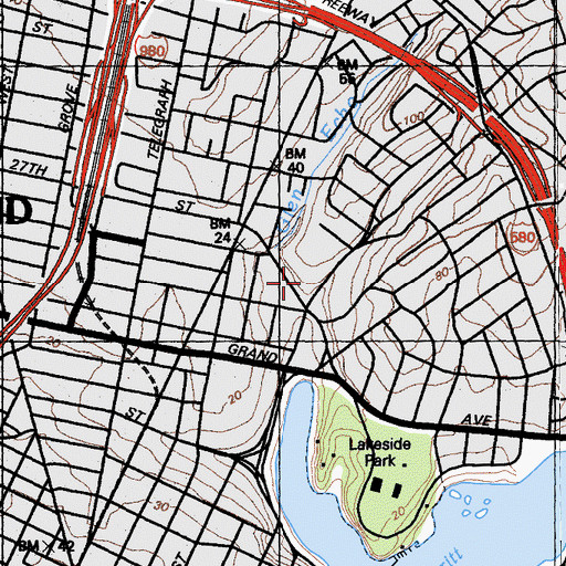 Topographic Map of First Congregational Church, CA