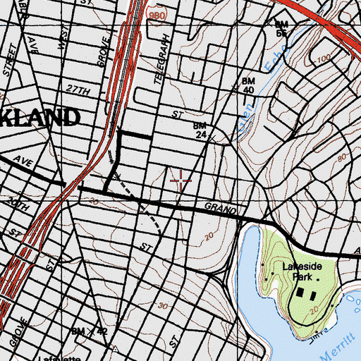 Topographic Map of First Methodist Church, CA