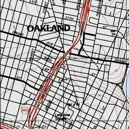 Topographic Map of Saint Francis De Sales Cathedral, CA