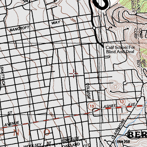 Topographic Map of Saint Johns Presbyterian Church, CA