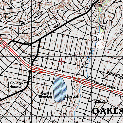 Topographic Map of Saint Pauls Lutheran Church, CA