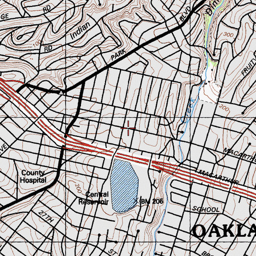 Topographic Map of Saint Pauls Lutheran Church, CA