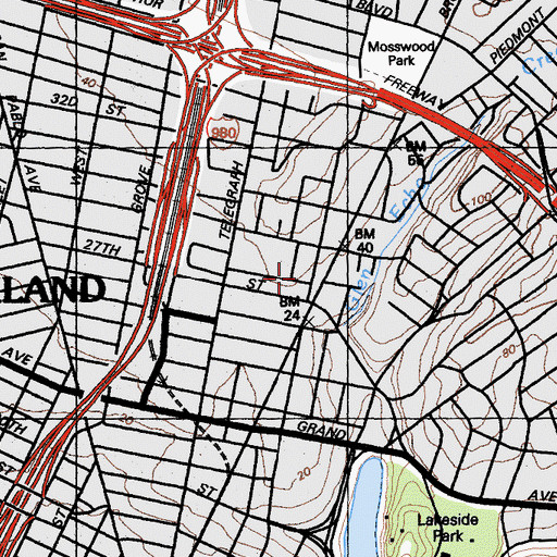 Topographic Map of Temple Sinai, CA