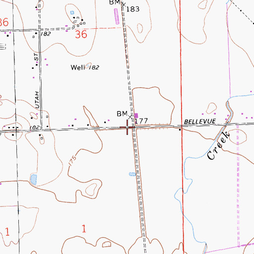 Topographic Map of Bellevue (historical), CA