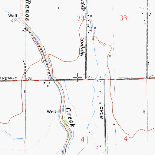Topographic Map of Monroe School (historical), CA