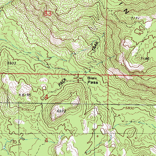 Topographic Map of Blair Pass, AZ