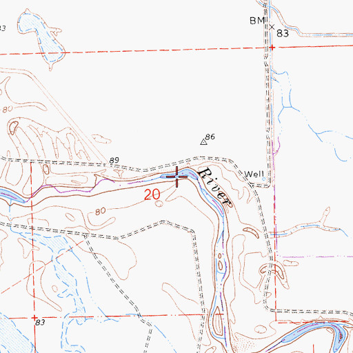 Topographic Map of Old Dickenson Ferry (historical), CA