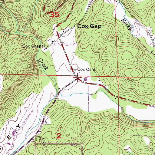Topographic Map of Cox Gap, AL