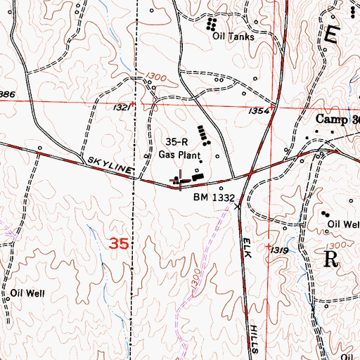 Topographic Map of Thirty Five-R Gas Plant, CA