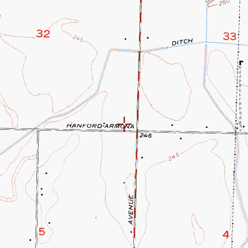 Topographic Map of Cross Creek School (historical), CA