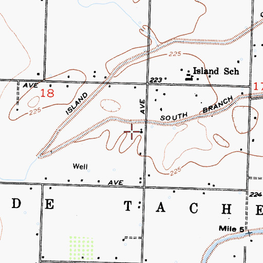 Topographic Map of Island Church, CA