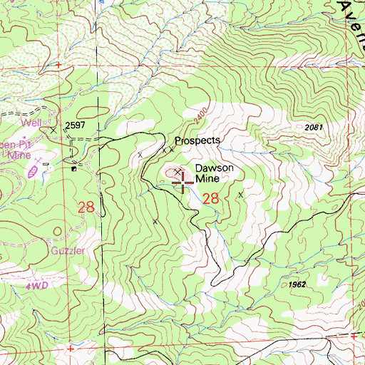 Topographic Map of Rhodes Cabin (historical), CA