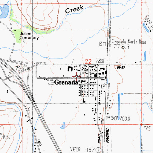 Topographic Map of Grenada Post Office, CA