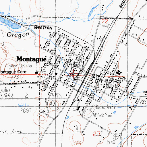 Topographic Map of Montague Post Office, CA