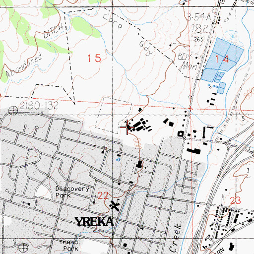 Topographic Map of Yreka High School, CA