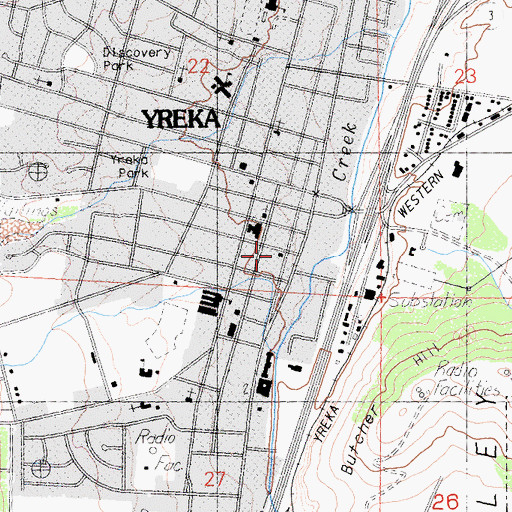 Topographic Map of Yreka Post Office, CA