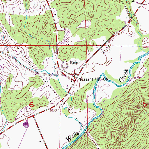 Topographic Map of Pleasant Hill, AL
