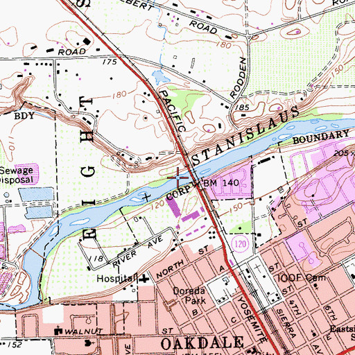 Topographic Map of Oakdale Bridge, CA