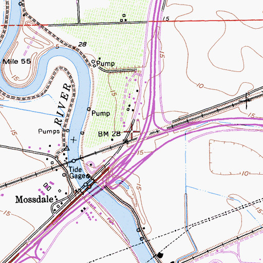 Topographic Map of Mossdale School (historical), CA