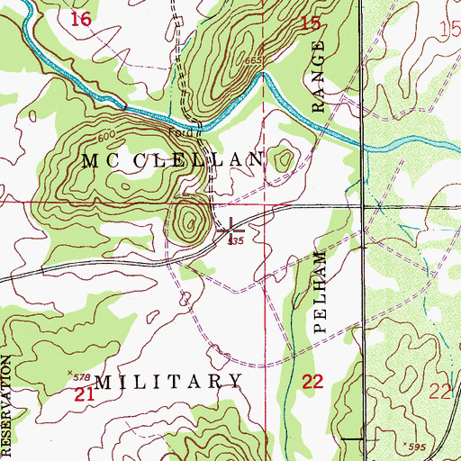 Topographic Map of Cane Creek (historical), AL
