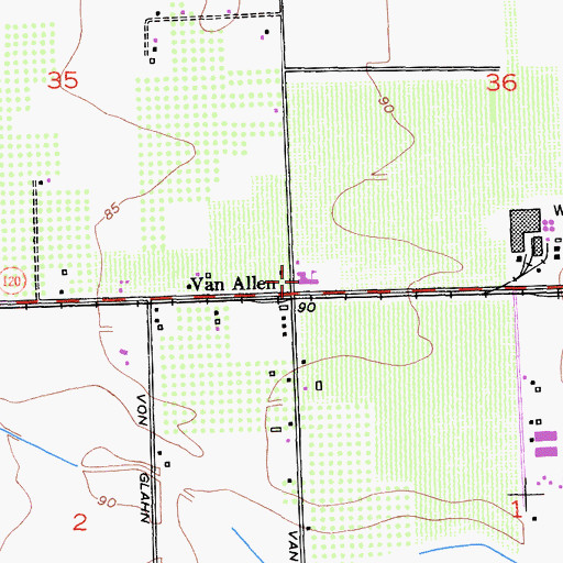 Topographic Map of Van Allen Elementary School, CA