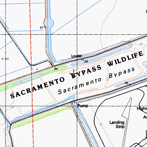 Topographic Map of Sacramento Bypass Wildlife Area, CA